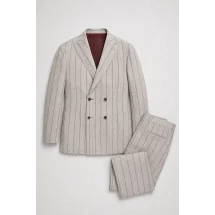 veste croisée été beige rayures marron — packshot ensemble
