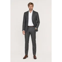 veste croisée gris rayures gris pour homme — porté décontracté veste ouverte
