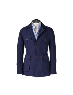 Veste saharienne lin bleu marine