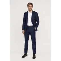 veste croisée bleu rayures gris - Style élégant pour hommes. — porté décontracté veste ouverte