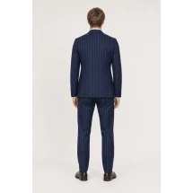 veste croisée bleu rayures gris - Style élégant pour hommes. — vue de dos porté
