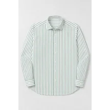 Chemise blanche à double rayure verte - Style élégant pour hommes — packshot ensemble
