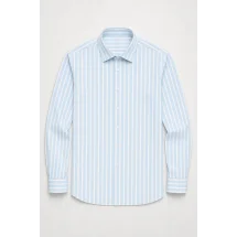 Chemise bleu ciel à rayures blanches - Style élégant pour hommes — packshot ensemble