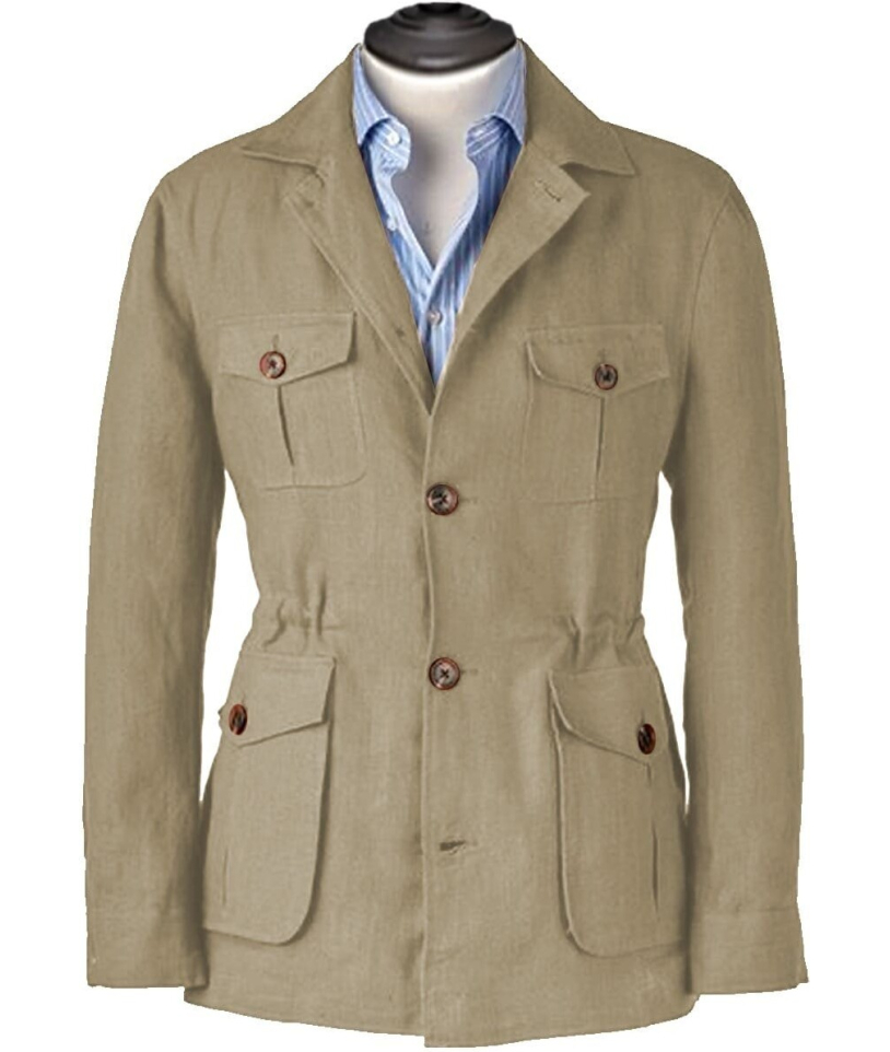 Veste saharienne lin beige sable