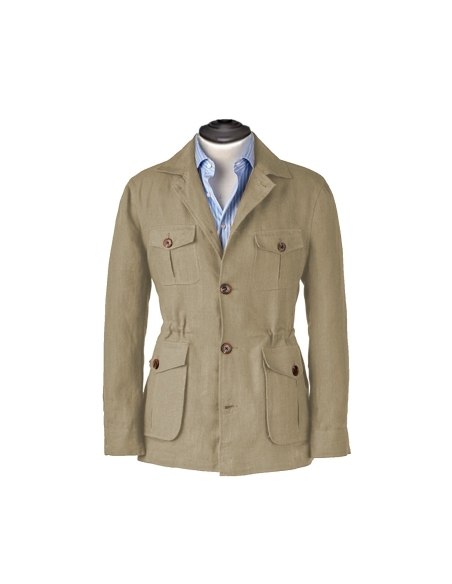 Veste saharienne lin beige sable | Costume Privé Paris