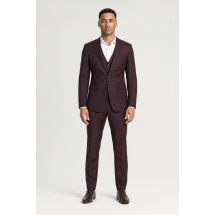 Costume mariage bordeaux — porté face — sur mesure — Costume Privé Paris