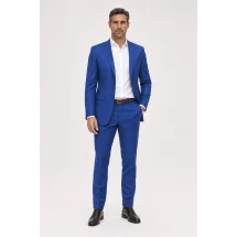 Redingote bleu roi — porté décontracté veste ouverte