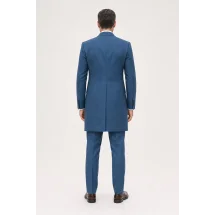 Redingote bleu indigo — vue de dos porté