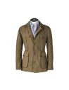 Veste saharienne lin vert kaki — sur mesure — Costume Privé Paris