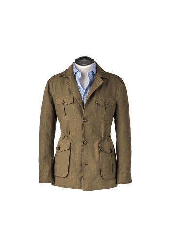 Veste saharienne lin vert kaki