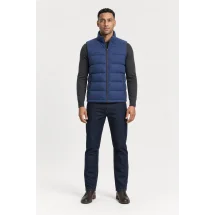 Doudoune Flanelle bleu — porté face — sur mesure — Costume Privé Paris
