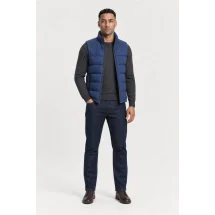 Doudoune Flanelle bleu — porté veste partiellement ouverte