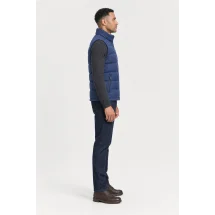 Doudoune Flanelle bleu — vue profil porté