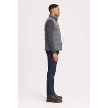 Doudoune Flanelle grise — vue profil porté