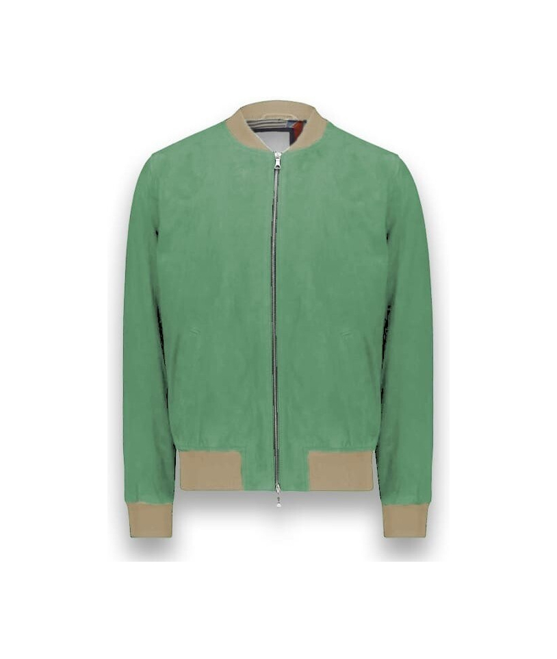 Blouson nubuck vert tendre MA1 Steve - Style et confort pour hommes.