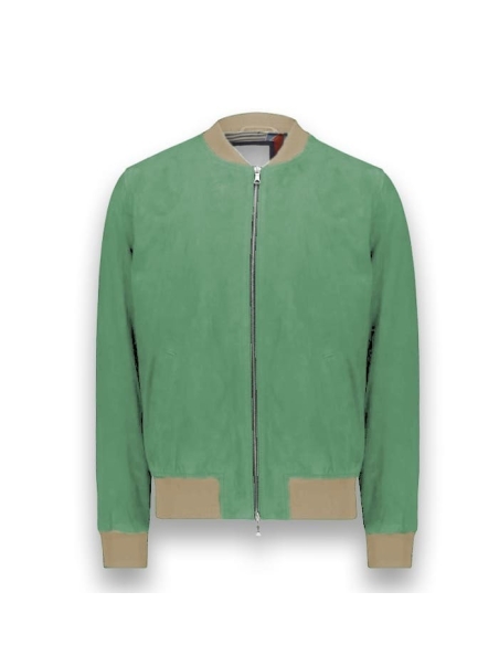 Blouson nubuck vert tendre MA1 Steve | Costume Privé Paris