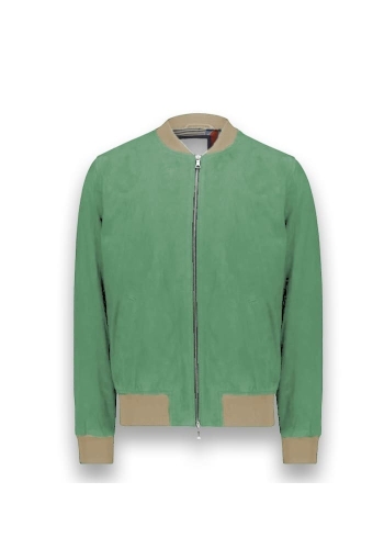 Blouson nubuck vert tendre MA1 Steve - Style et confort pour hommes.