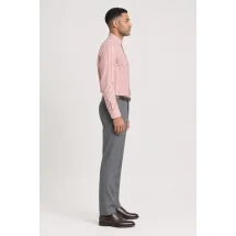 Chemise Rouge à Rayures Blanches - Style Élégant pour Hommes et Femmes. — vue profil portée