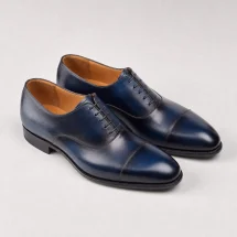 Chaussures Richelieu bout droit bleu patiné — packshot — Costume Privé Paris