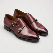 Chaussures double boucle bordeaux patiné — packshot — Costume Privé Paris