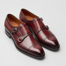 Chaussures double boucle bordeaux patiné — vue alternative finition