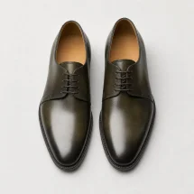 Chaussures derby vert patiné — packshot — Costume Privé Paris