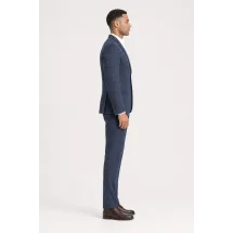 Blazer Bleu roi Harris Tweed — vue profil porté