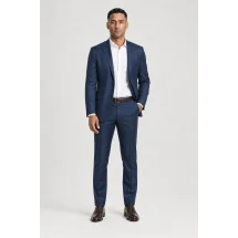 Costume bleu moyen Australis — porté décontracté veste ouverte