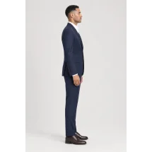 Costume Bleu double carreaux bleu — vue profil porté