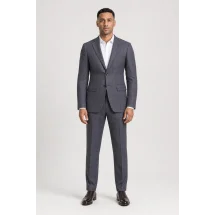 Costume Gris carreaux bleu — porté face — sur mesure — Costume Privé Paris