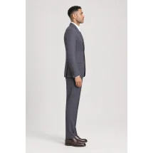 Costume Gris carreaux bleu — vue profil porté