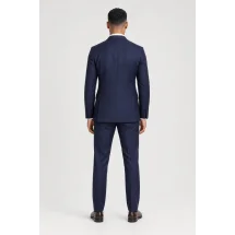 Costume Bleu nuit carreaux bleu — vue de dos porté