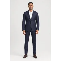 Costume bleu prince de galles marron — porté face — sur mesure — Costume Privé Paris