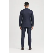 Costume bleu prince de galles marron — vue de dos porté