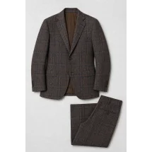 Veste marron carreaux bleu — packshot ensemble