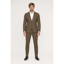 Veste marron tweed carreaux — porté face — sur mesure — Costume Privé Paris