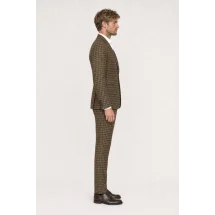 Veste marron tweed carreaux — vue profil porté