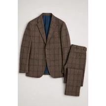 Veste marron carreau bleu — packshot ensemble