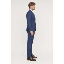 Veste bleu moyen large carreau — vue profil porté
