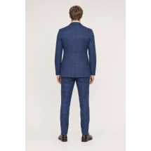 Veste bleu moyen large carreau — vue de dos porté