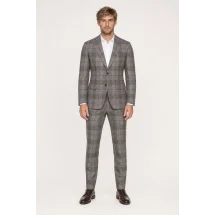 Veste gris clair large carreau — porté face — sur mesure — Costume Privé Paris