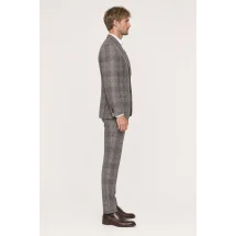 Veste gris clair large carreau — vue profil porté