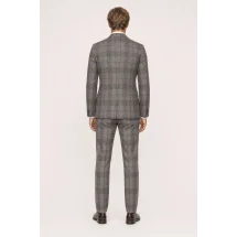 Veste gris clair large carreau — vue de dos porté