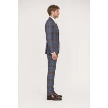 Veste marron bleu large carreau — vue profil porté