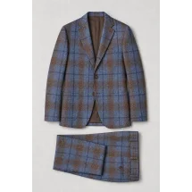 Veste marron bleu large carreau — packshot ensemble