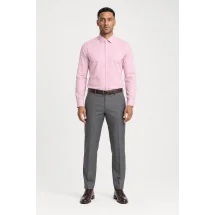 Chemise à carreaux rose et bleu — portée face — sur mesure — Costume Privé Paris
