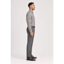 Chemise carreaux beige — vue profil portée