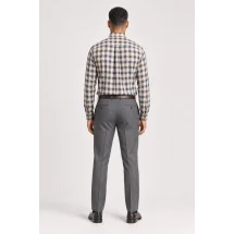 Chemise carreaux beige — vue de dos portée