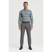 Chemise carreaux vert — portée face — sur mesure — Costume Privé Paris