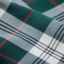 Chemise carreaux vert — détail macro tissu et col